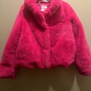 Cat & Jack Size Small 6/7 years Hot Pink Faux Fur Coat